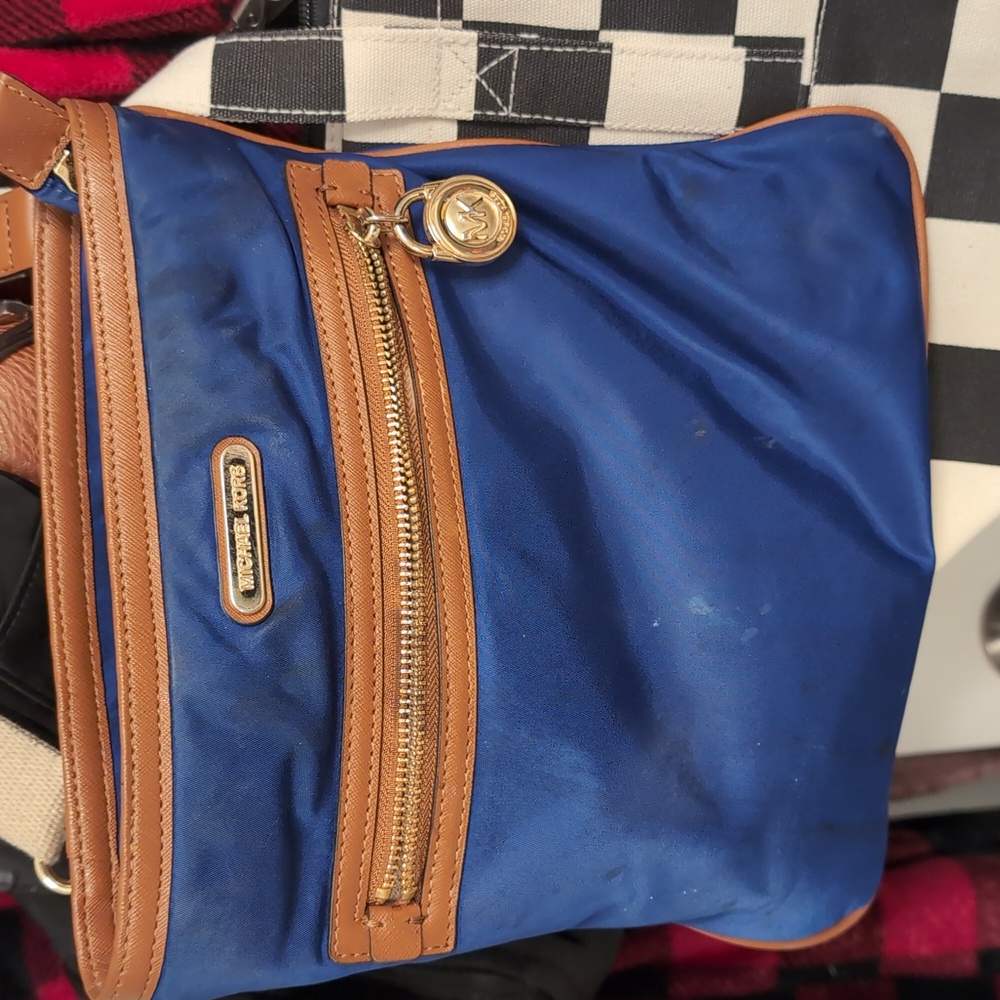 Michael Kors Blue and Tan Women's Crossbody Bag